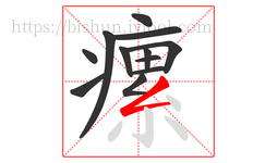 瘰字的第12画:𠃋,撇折