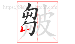 皺字的第8画:𠃊,竖折