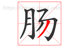 肠字的第7画:丿,撇