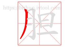 胆字的第1画:丿,撇