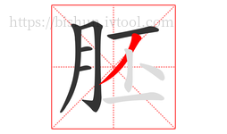 胚字的第6画:丿,撇