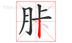 胩字的第8画:丨,竖