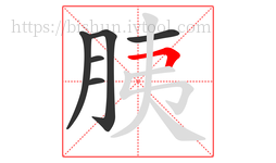胰字的第6画:𠃍,横折