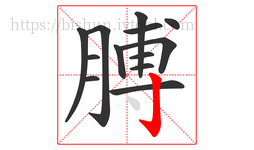 膊字的第13画:亅,竖钩