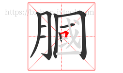 膕字的第9画:𠃍,横折