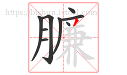 臁字的第9画:丿,撇