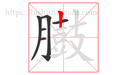 臌字的第6画:丨,竖