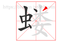 蝼字的第8画:丿,撇