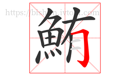 鮪字的第15画:𠃌,横折钩