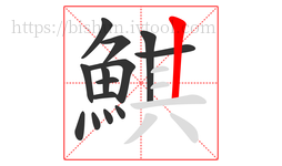 鯕字的第14画:丨,竖