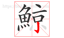 鯨字的第17画:亅,竖钩