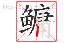 鳙字的第15画:丨,竖