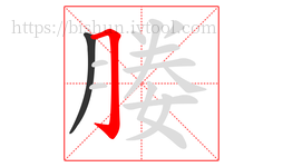 媵字的第2画:𠃌,横折钩