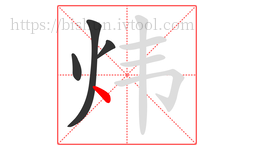 炜字的第4画:丶,点