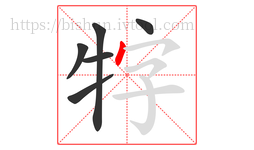 牸字的第6画:丶,点